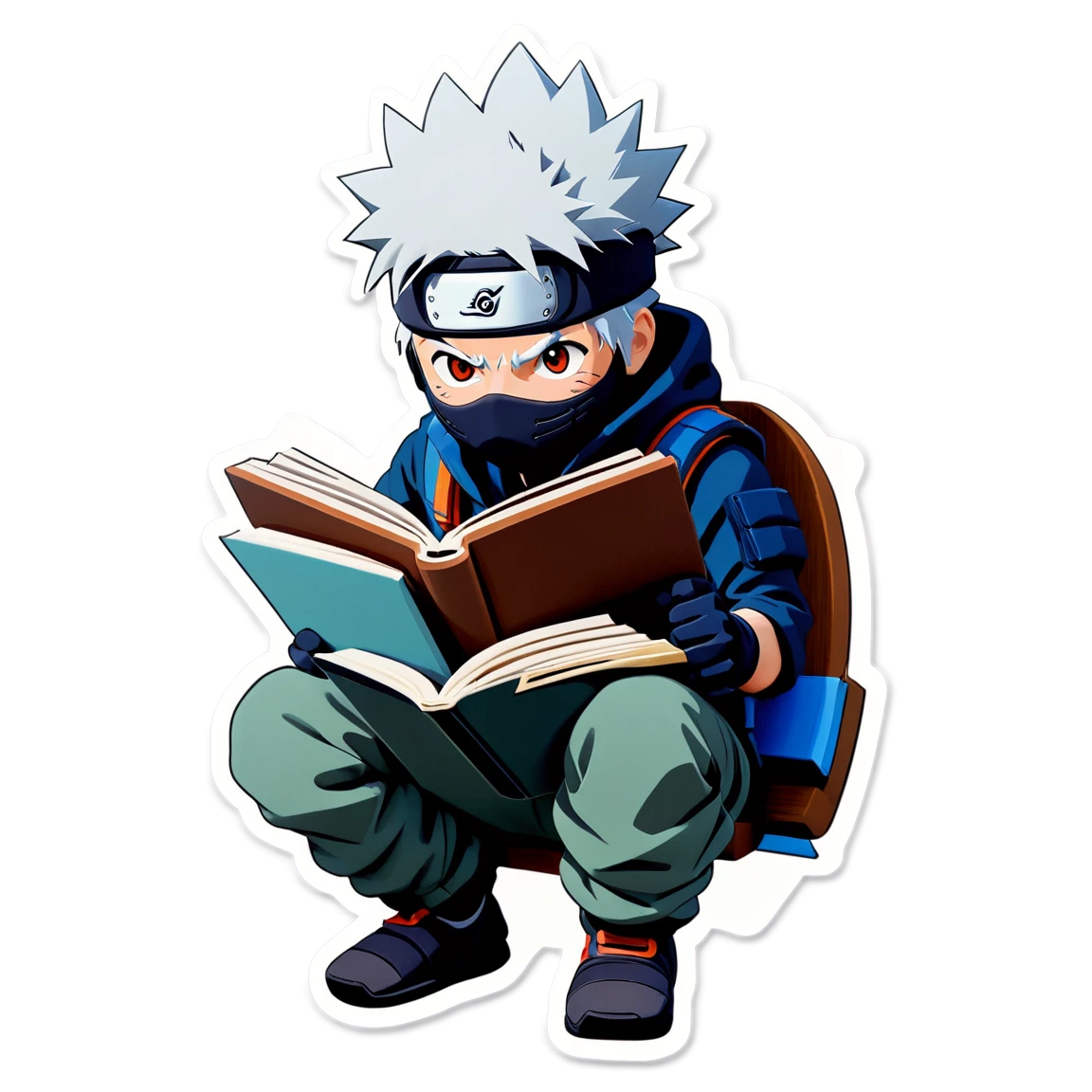 Kakashi reading a book, ninja sticker, Kakashi sticker