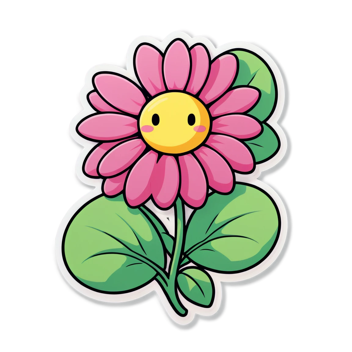 Kawaii sticker with a flower