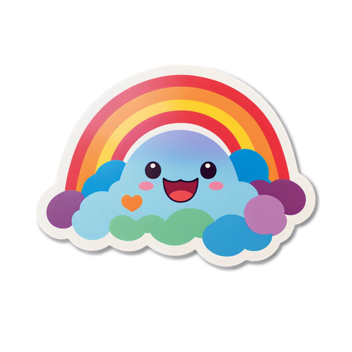 Kawaii sticker with a rainbow