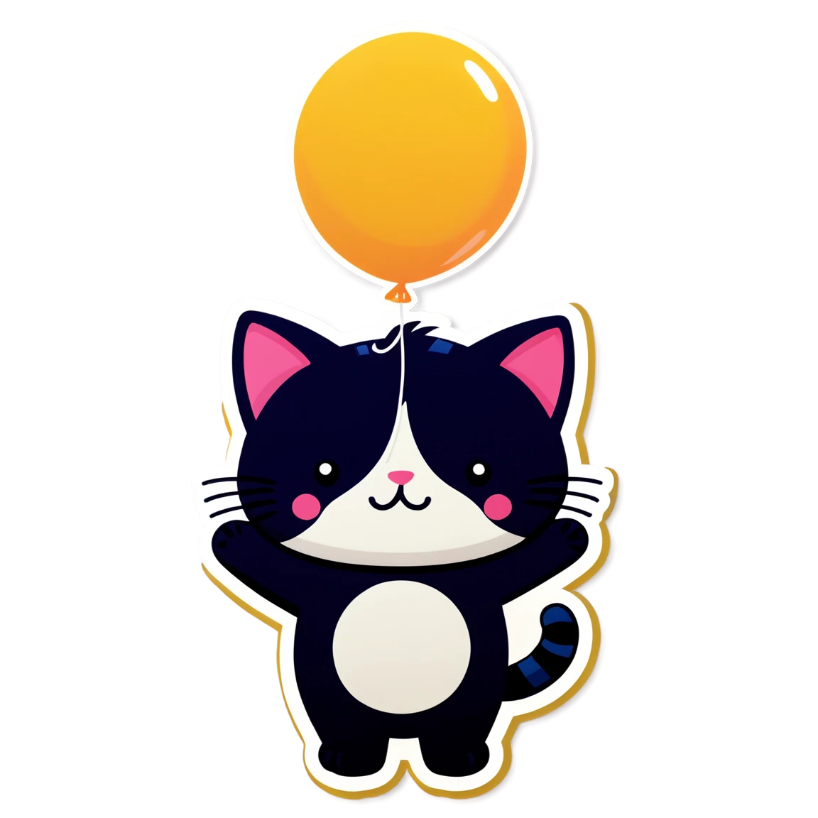 Cat with a balloon, kawaii cat sticker