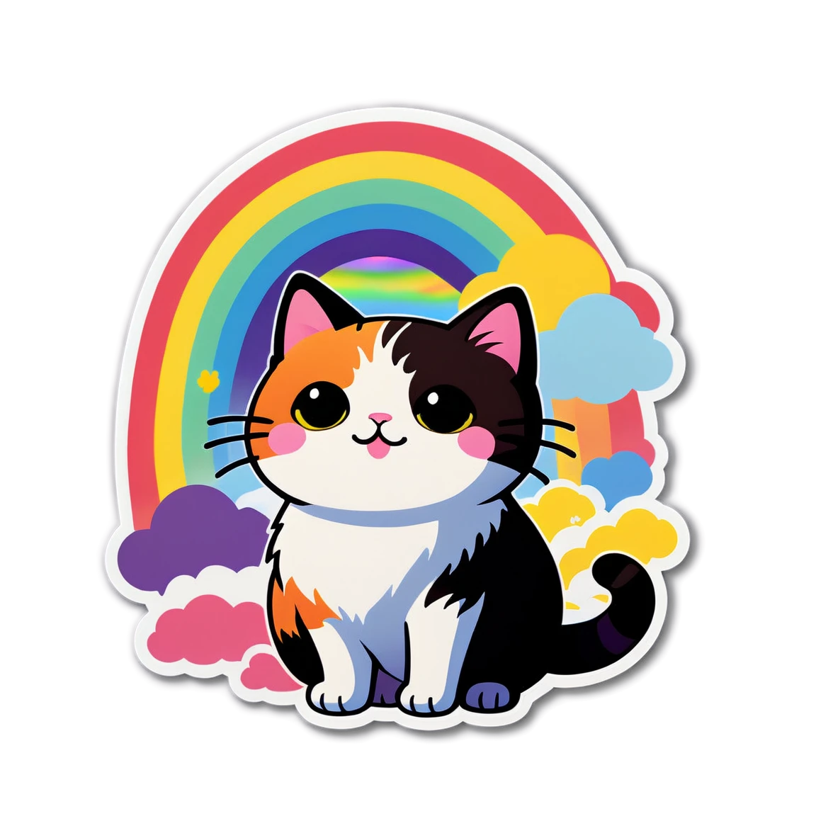 Rainbow, kawaii cat sticker