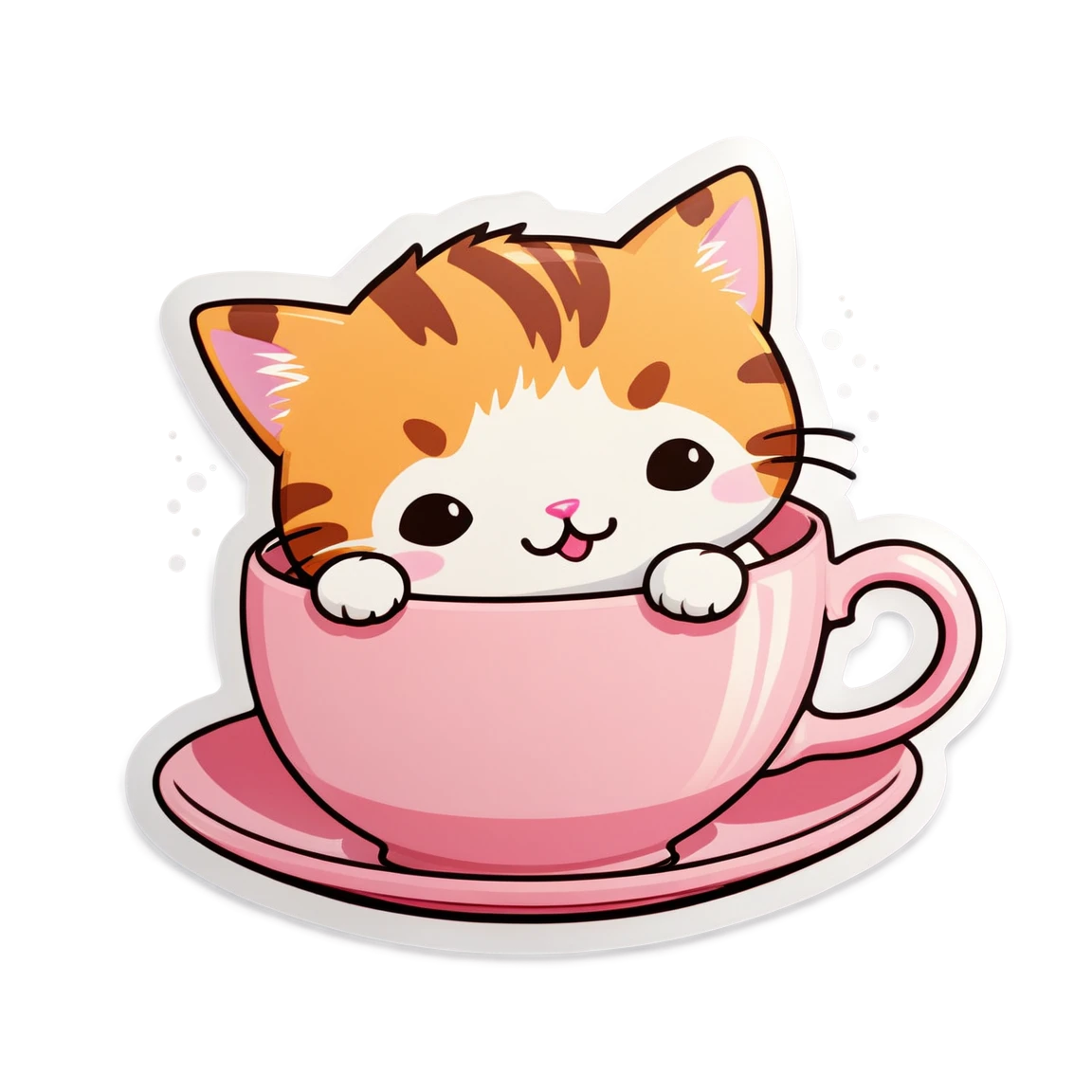 Cat tea, kawaii cat sticker