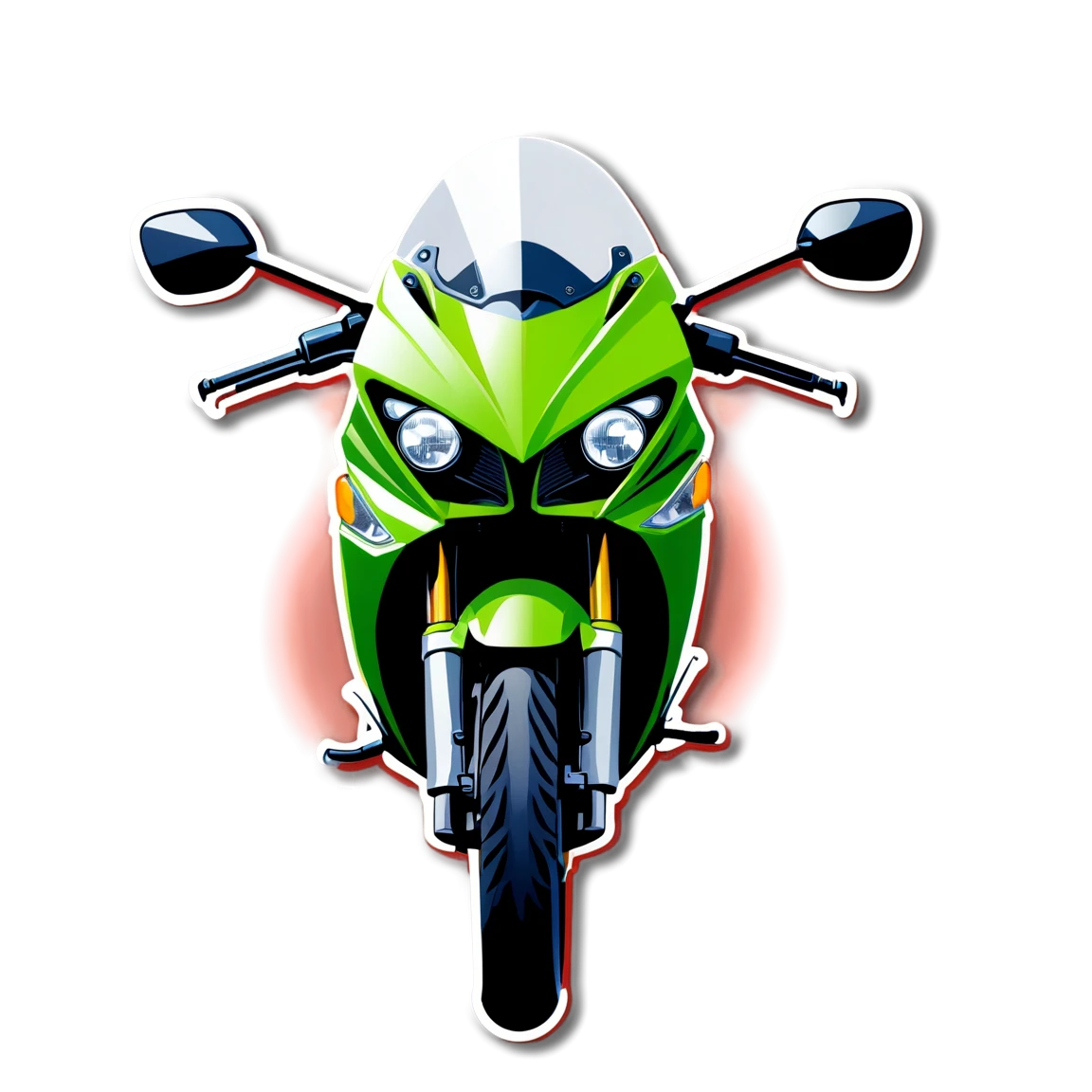 Kawasaki with headlights, motorcycle sticker, Kawasaki sticker