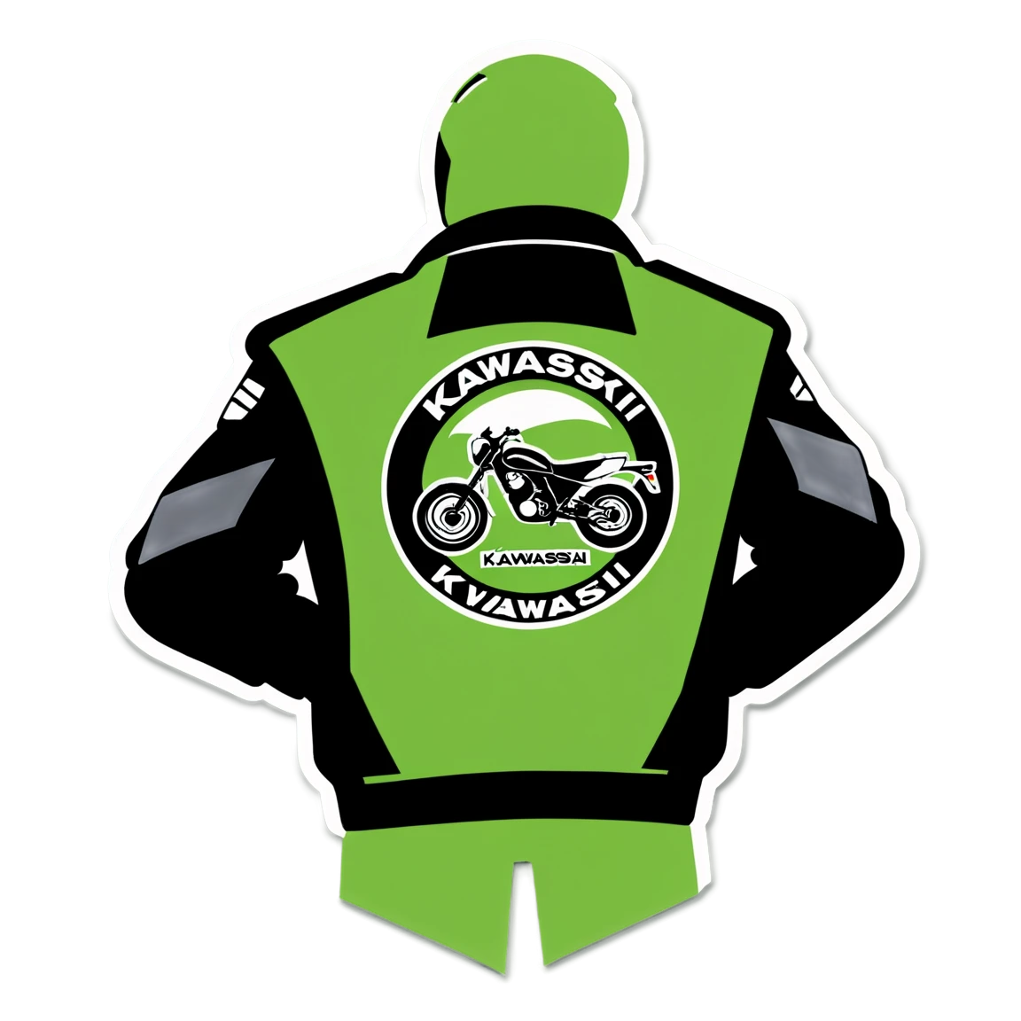 Kawasaki with jacket, motorcycle sticker, Kawasaki sticker