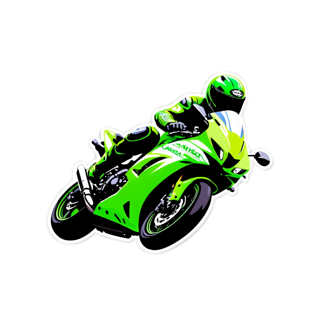 Kawasaki on track, motorcycle sticker, Kawasaki sticker