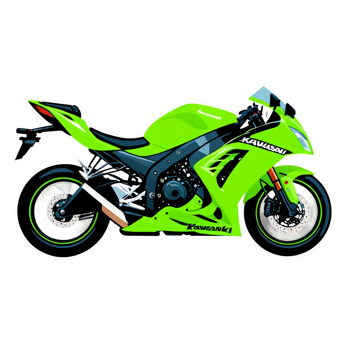 Kawasaki bright green, motorcycle sticker, Kawasaki sticker