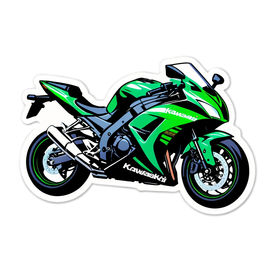 Kawasaki night ride, motorcycle sticker, Kawasaki sticker