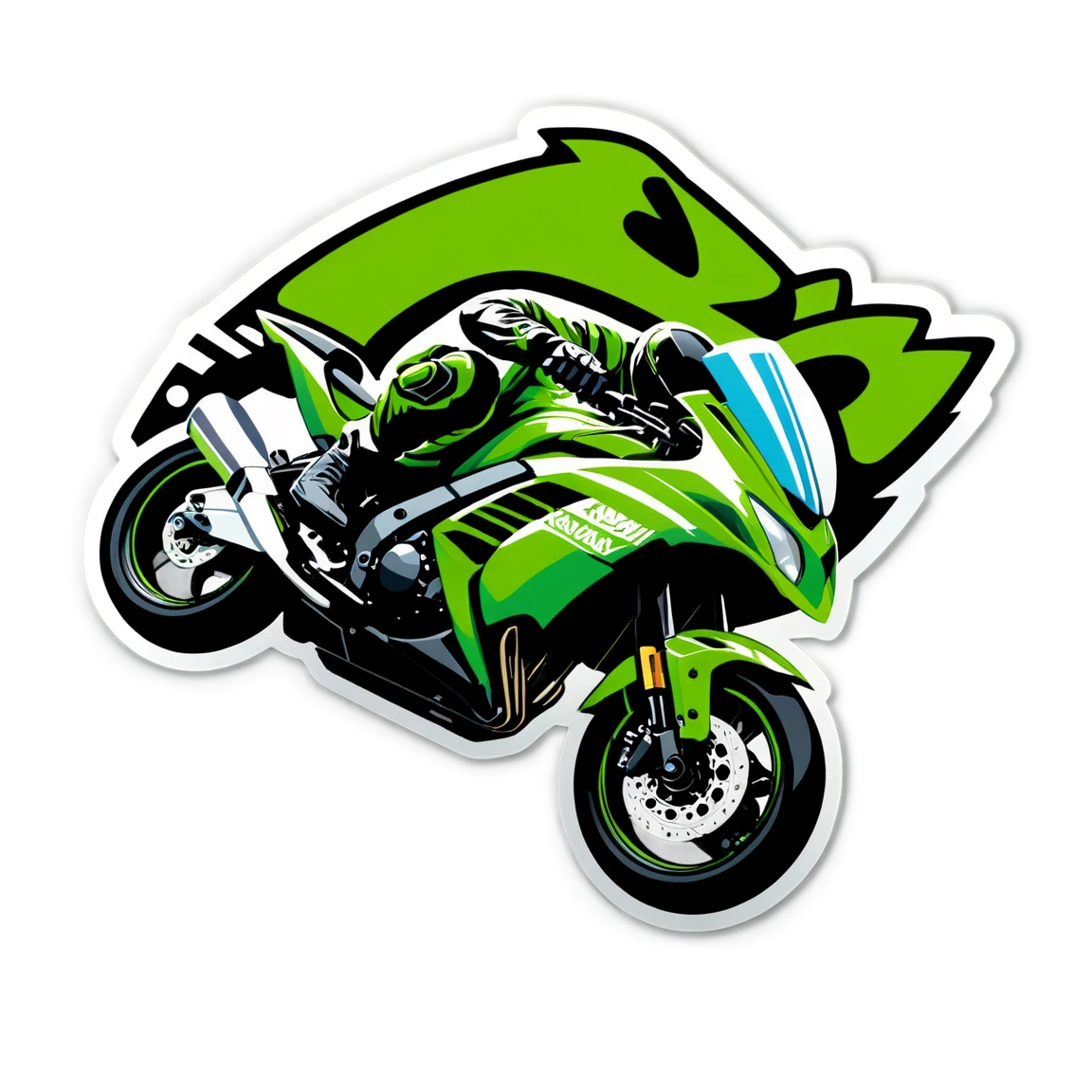 Kawasaki bike stunt, motorcycle sticker, Kawasaki sticker