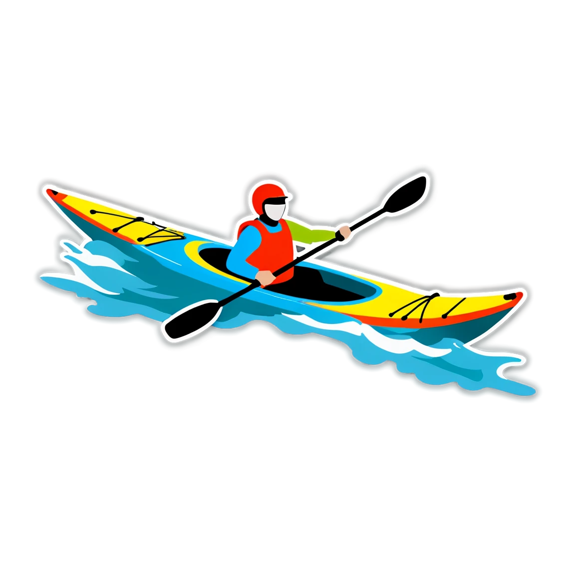 Kayak in a race, kayak sticker, competitive sticker