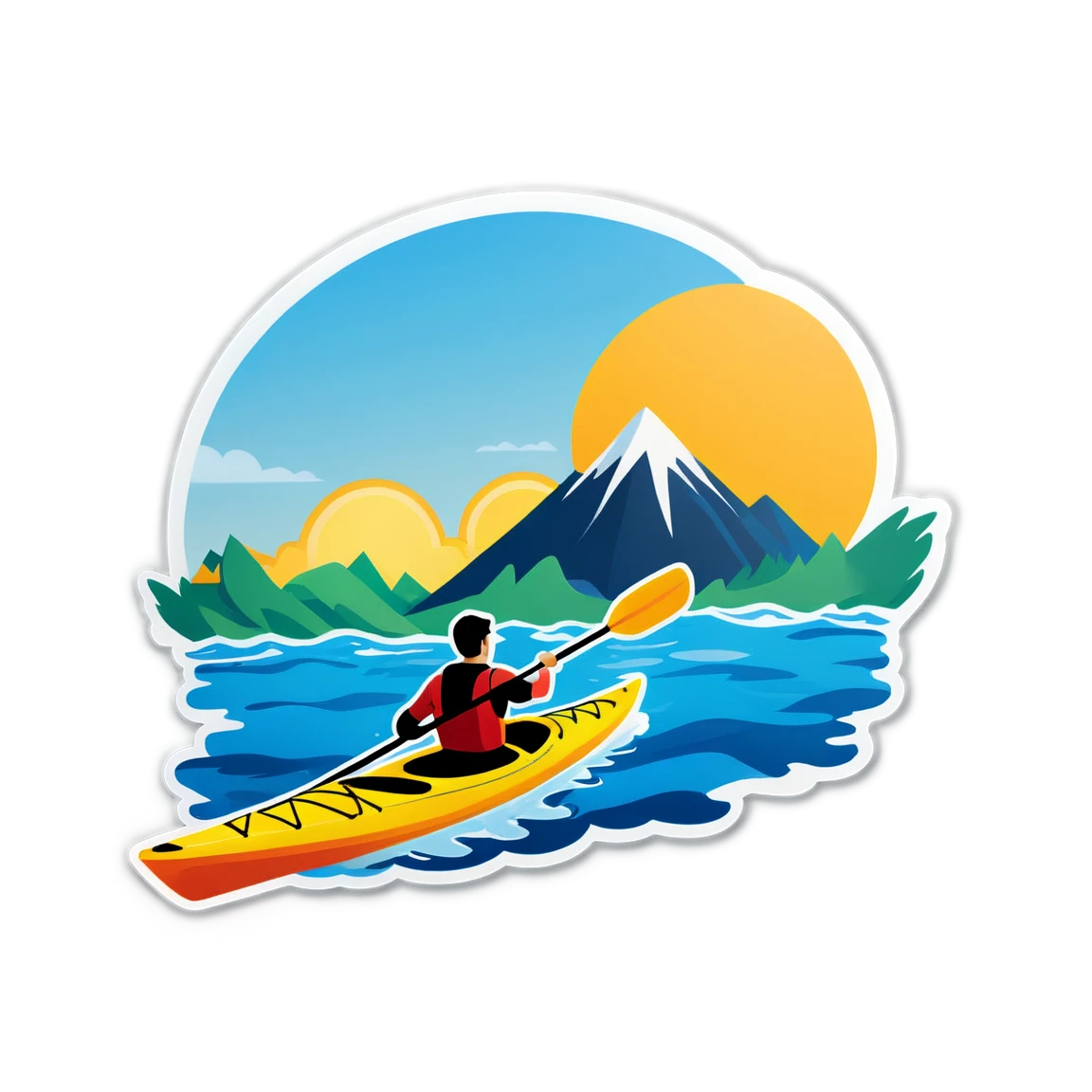 Kayak on a sunny day, kayak sticker, bright sticker