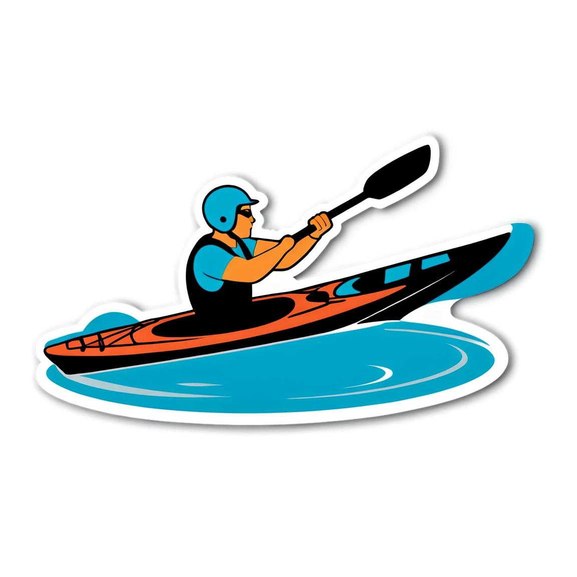 Kayak paddling hard, kayak sticker, power sticker