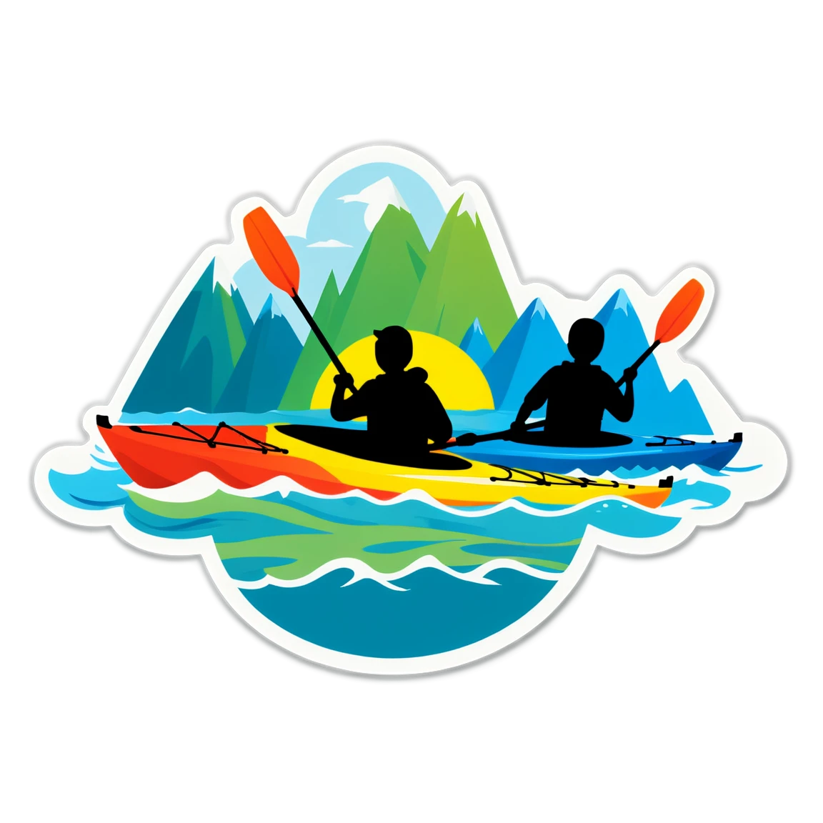 Kayak with friends, kayak sticker, group sticker