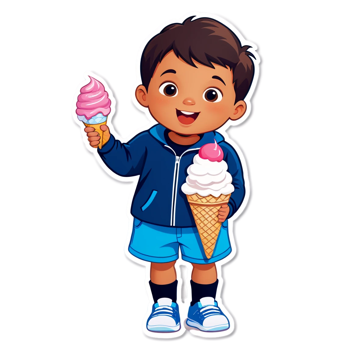 Kid holding ice cream, kid sticker, child sticker