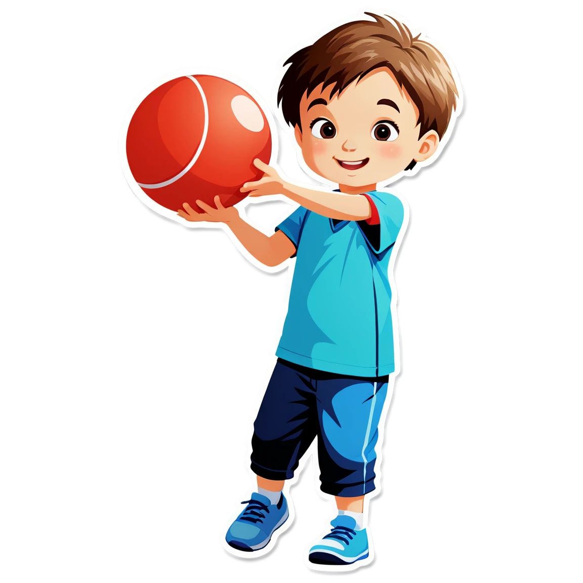 Kid playing with ball, kid sticker, child sticker