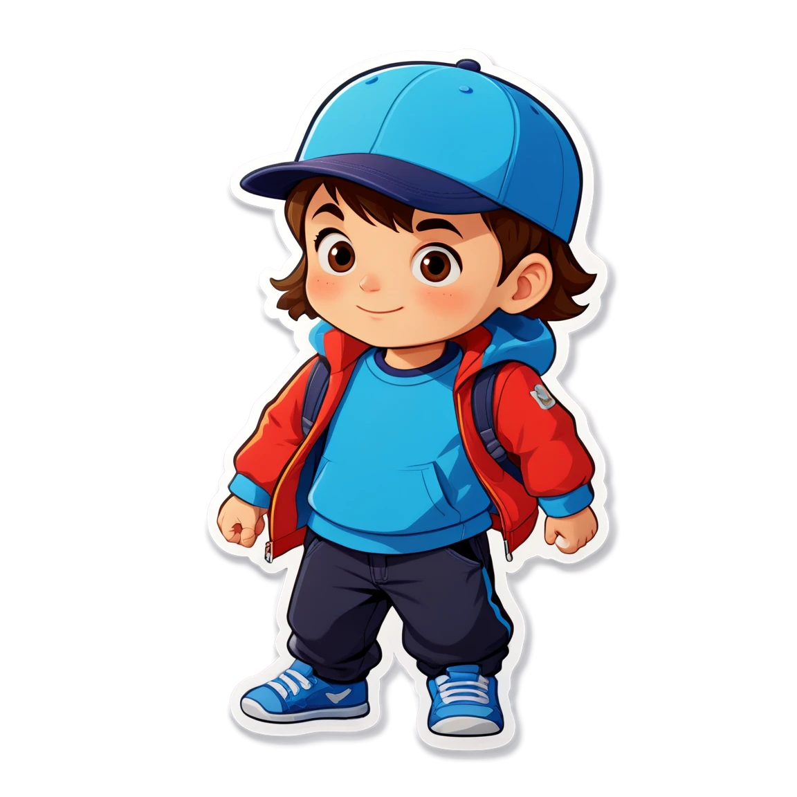 Kid wearing cap, kid sticker, child sticker