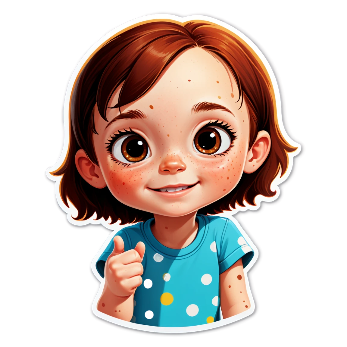 Kid with freckles, kid sticker, child sticker