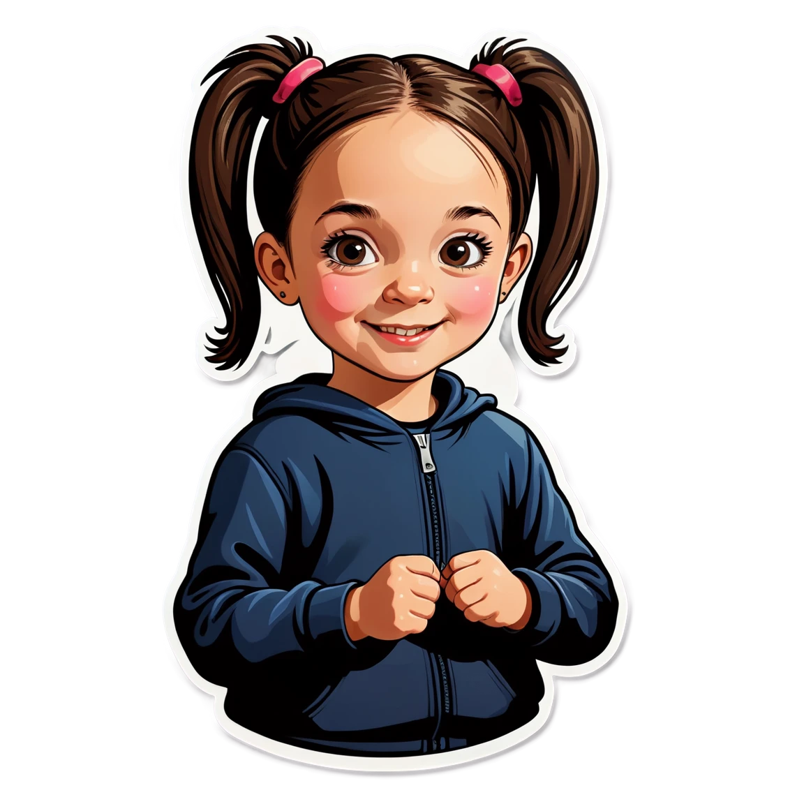 Kid with pigtails, kid sticker, child sticker