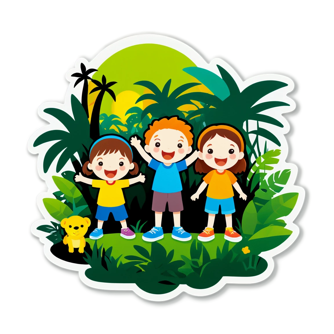 Kids sticker in a jungle