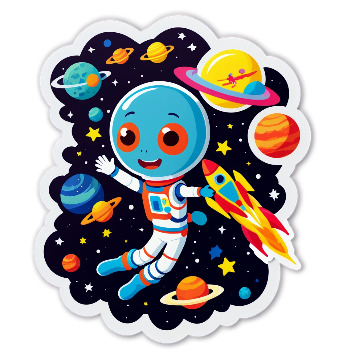 Kids sticker in space