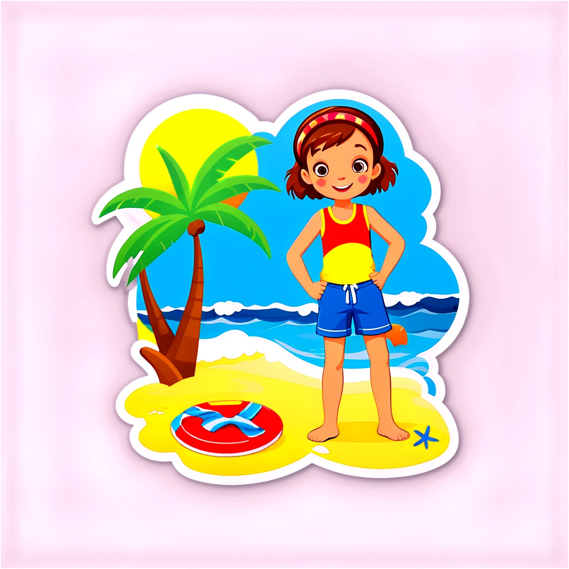 Kids sticker at the beach