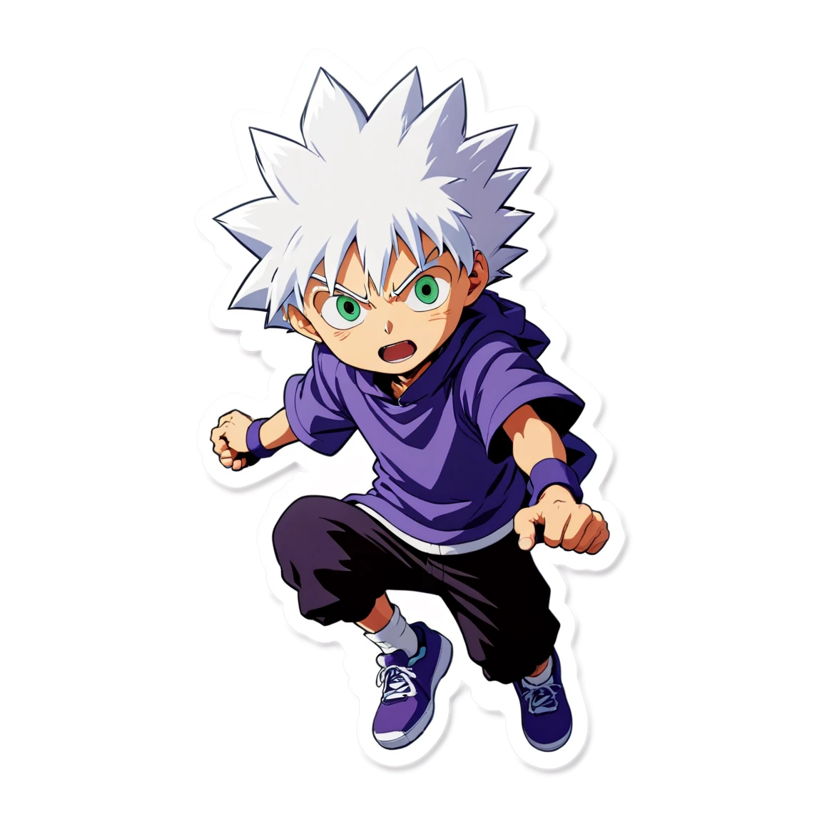 Killua with a serious expression, anime sticker, Killua sticker