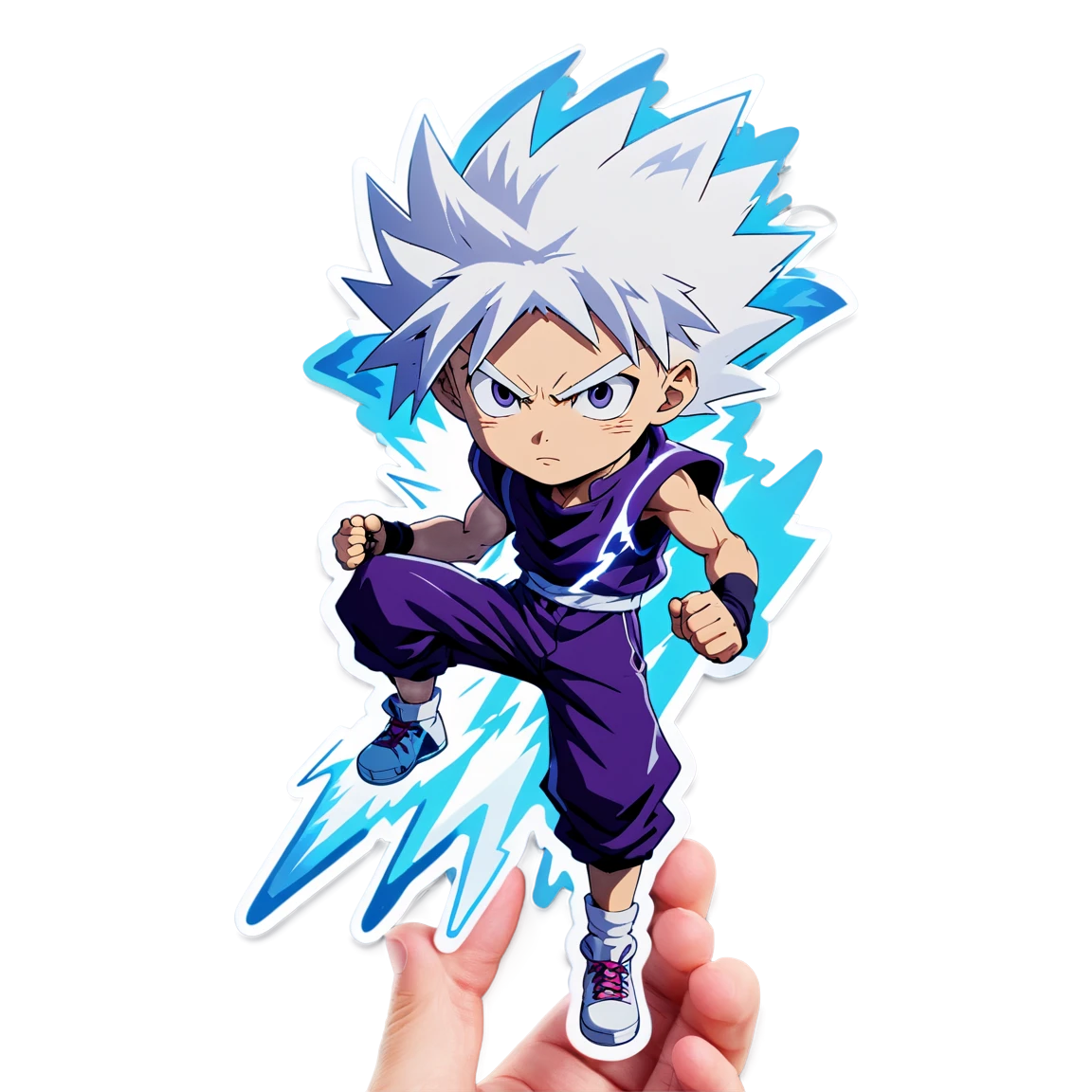 Killua wearing a hoodie, anime sticker, Killua sticker