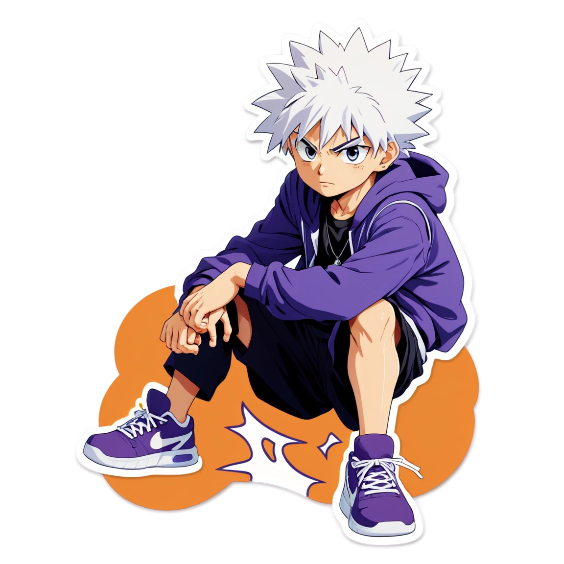 Killua jumping, anime sticker, Killua sticker