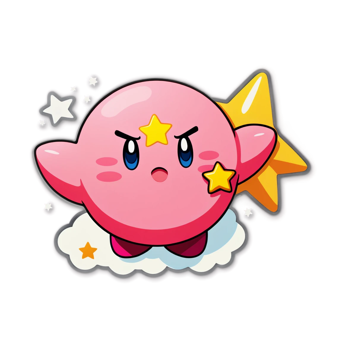 Kirby eating a star, Kirby sticker, cute sticker