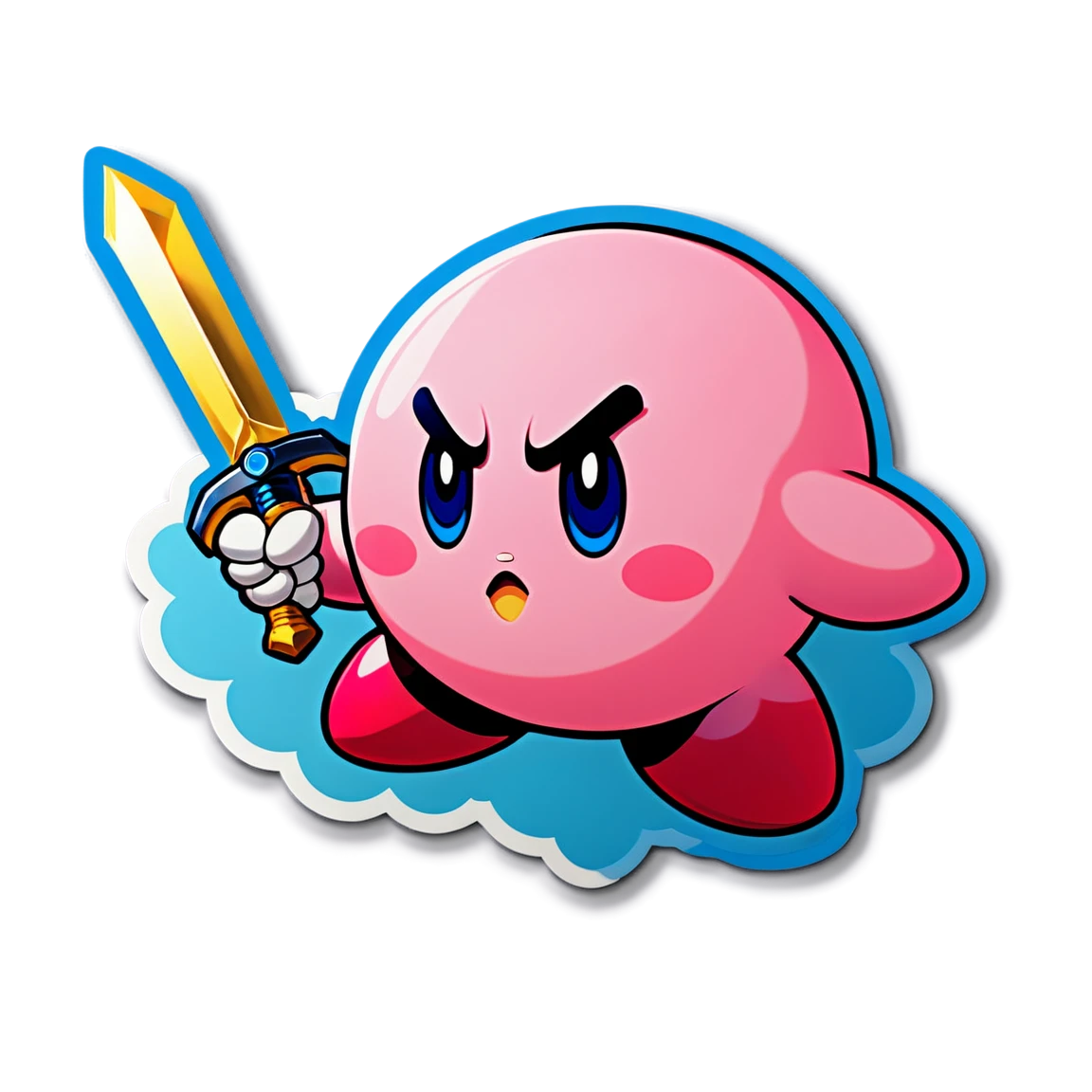 Kirby with sword, Kirby sticker, cute sticker