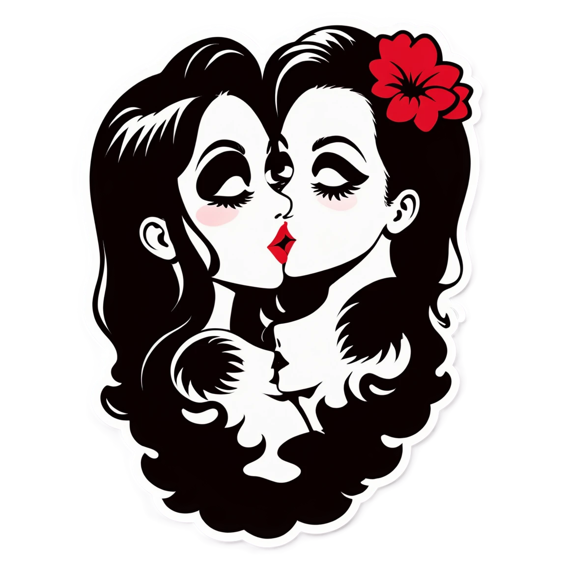 Kiss with cute kiss sticker, kiss sticker