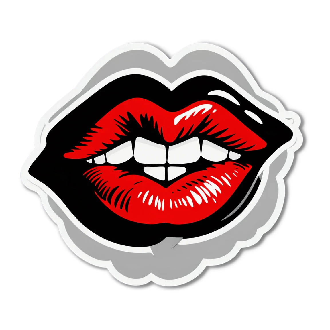 Kiss with red lips sticker, kiss sticker