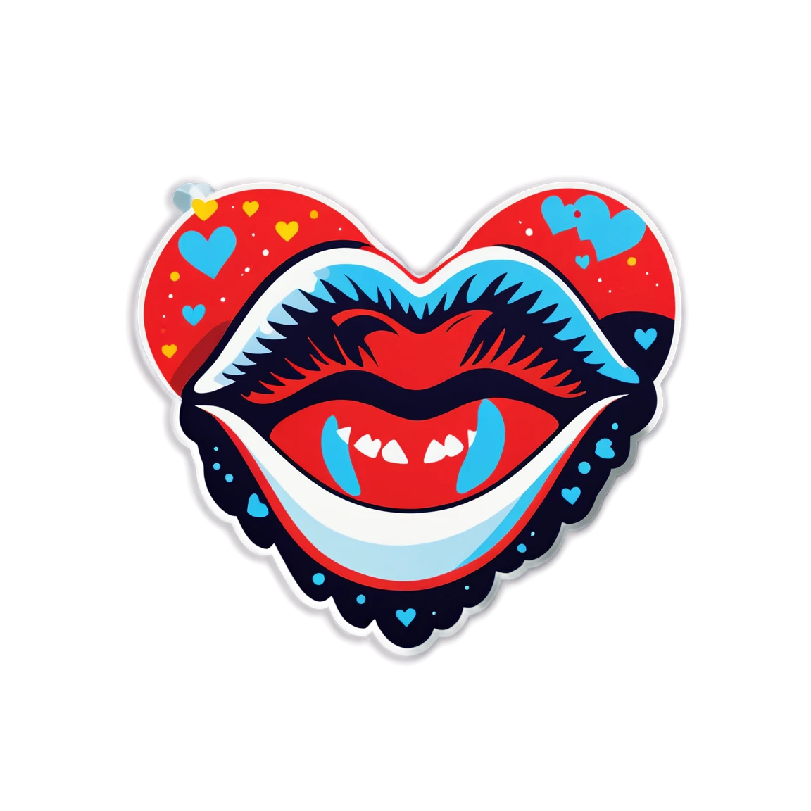 Kiss with heart shapes sticker, kiss sticker