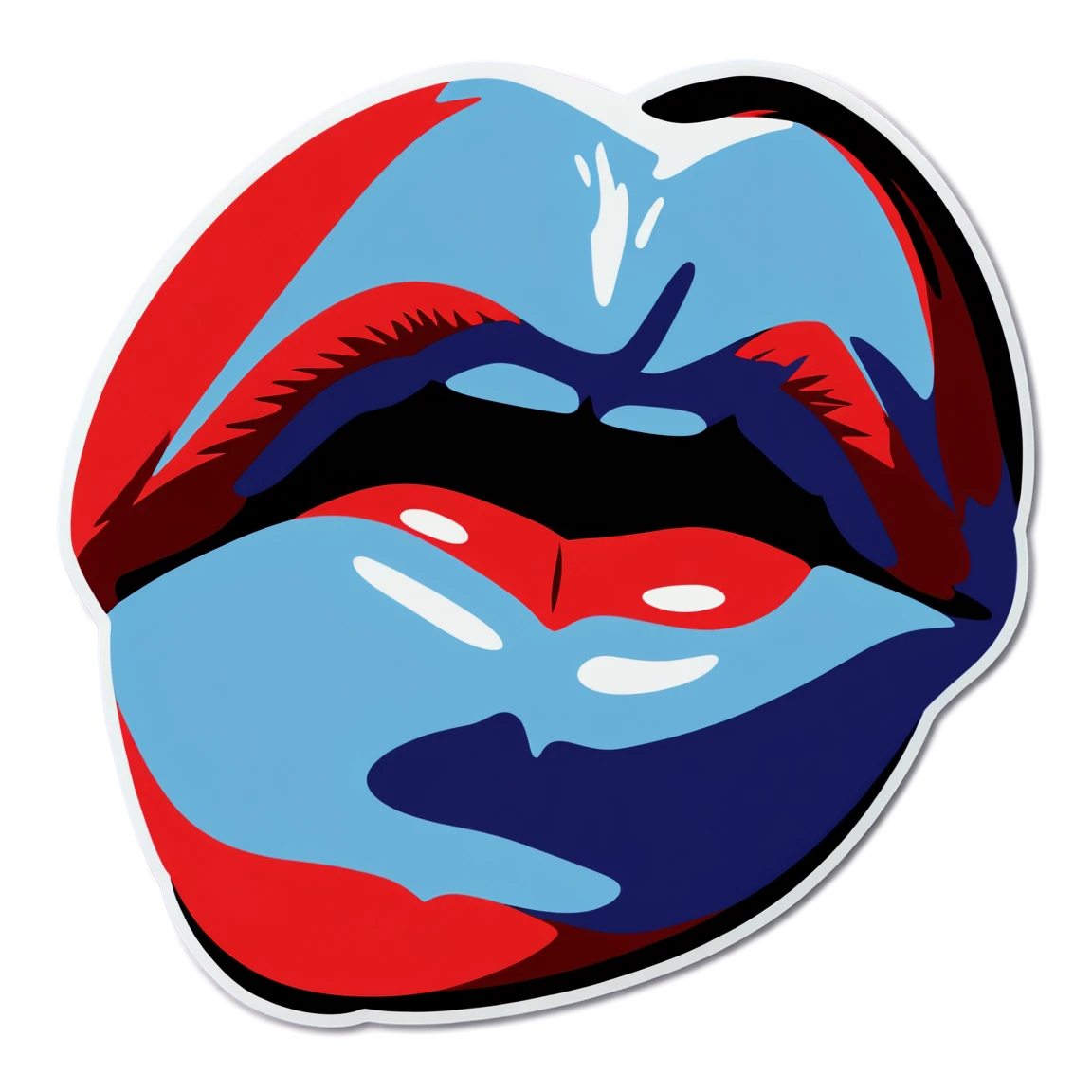 Kiss with kissing lips sticker, kiss sticker