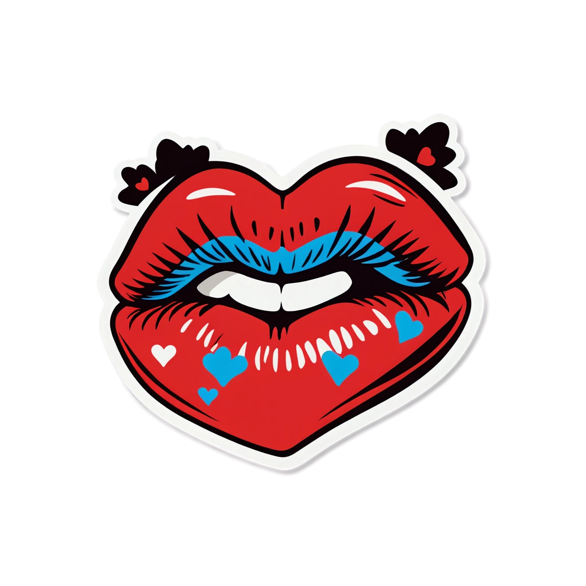 Kiss with love symbols sticker, kiss sticker