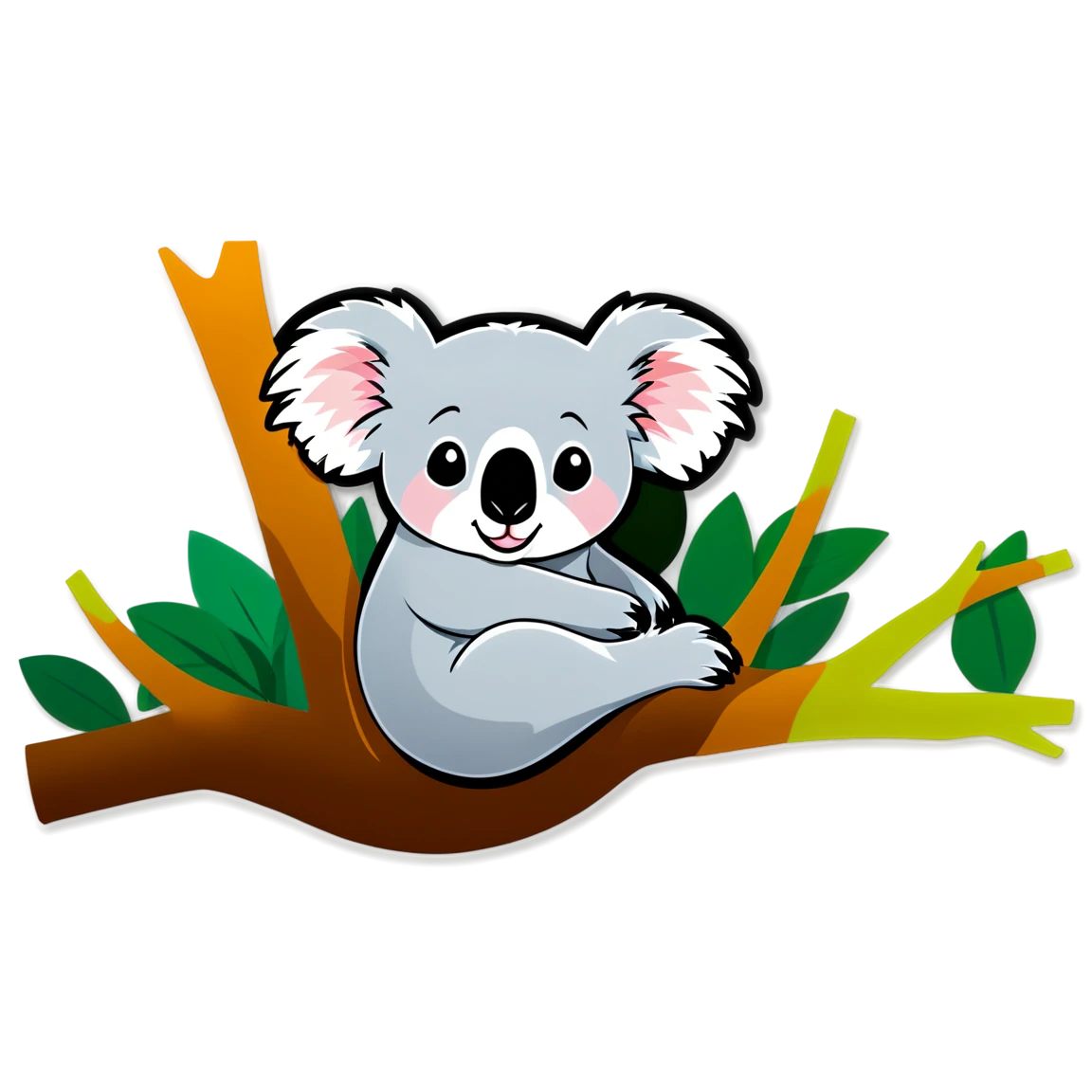 Koala lounging in a tree, koala sticker