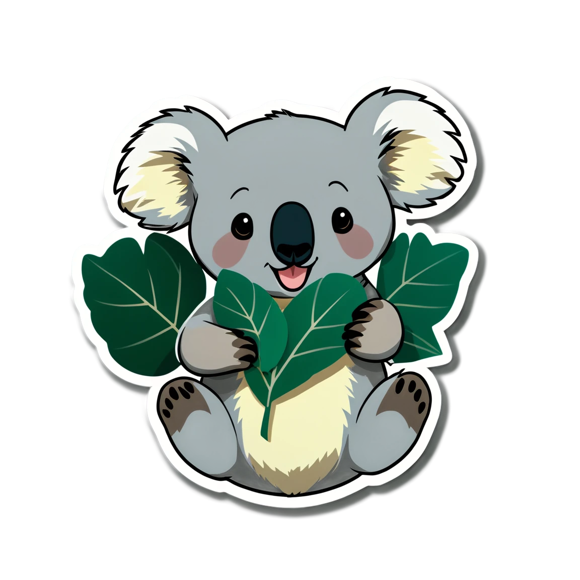 Koala eating eucalyptus, koala sticker