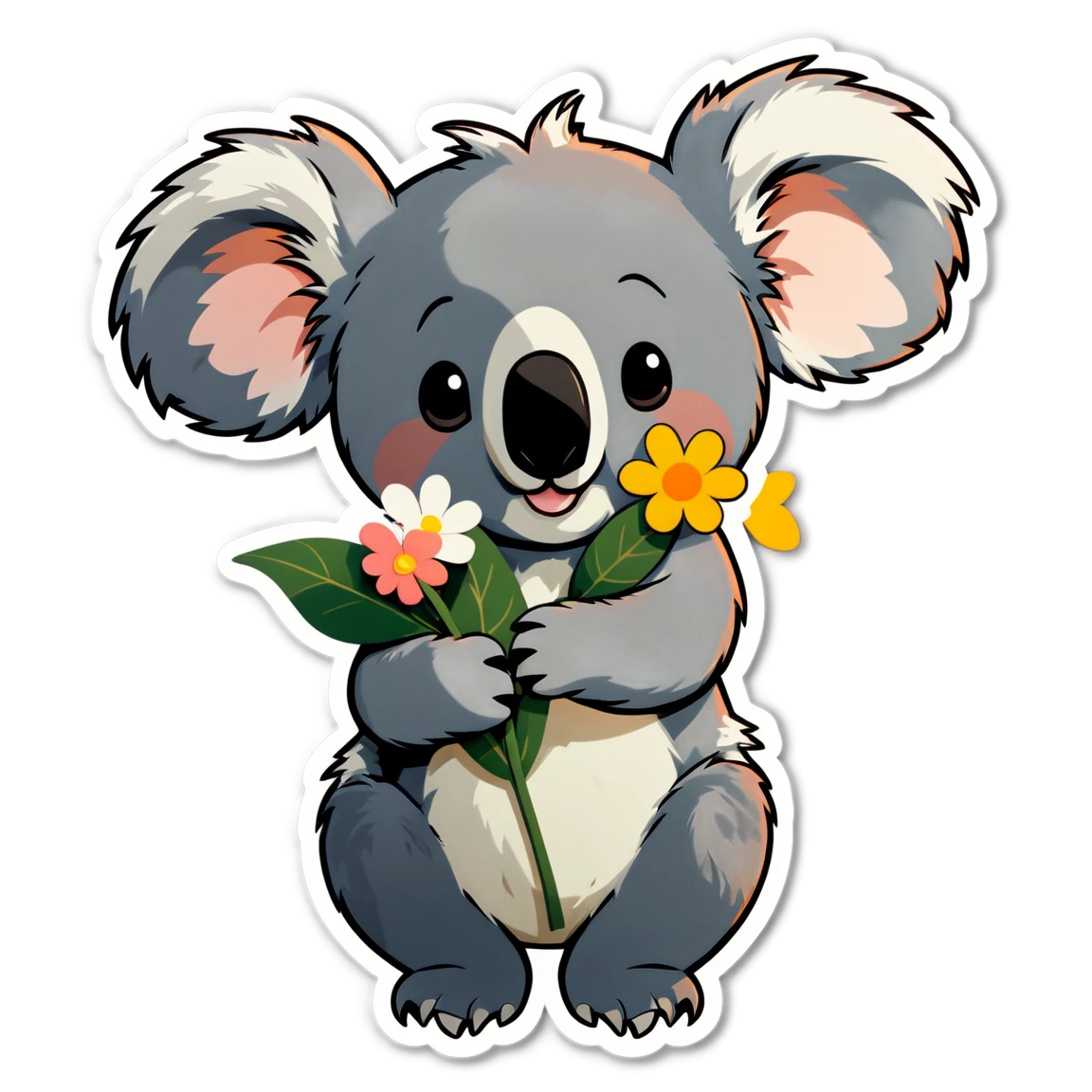 Koala holding a flower, koala sticker