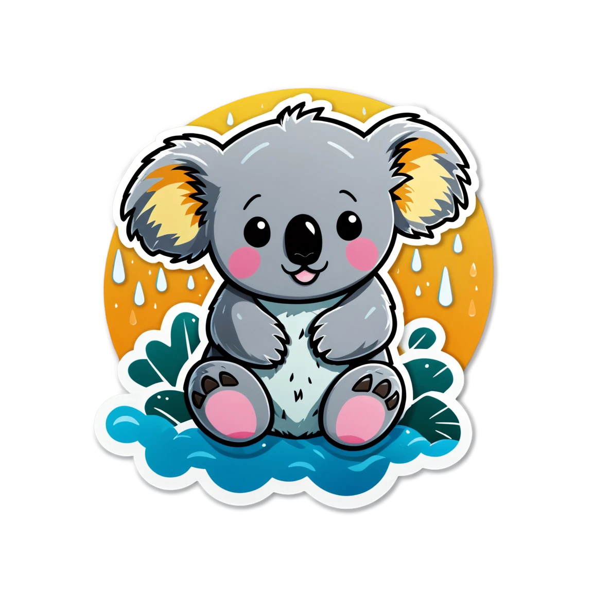 Koala in the rain, koala sticker