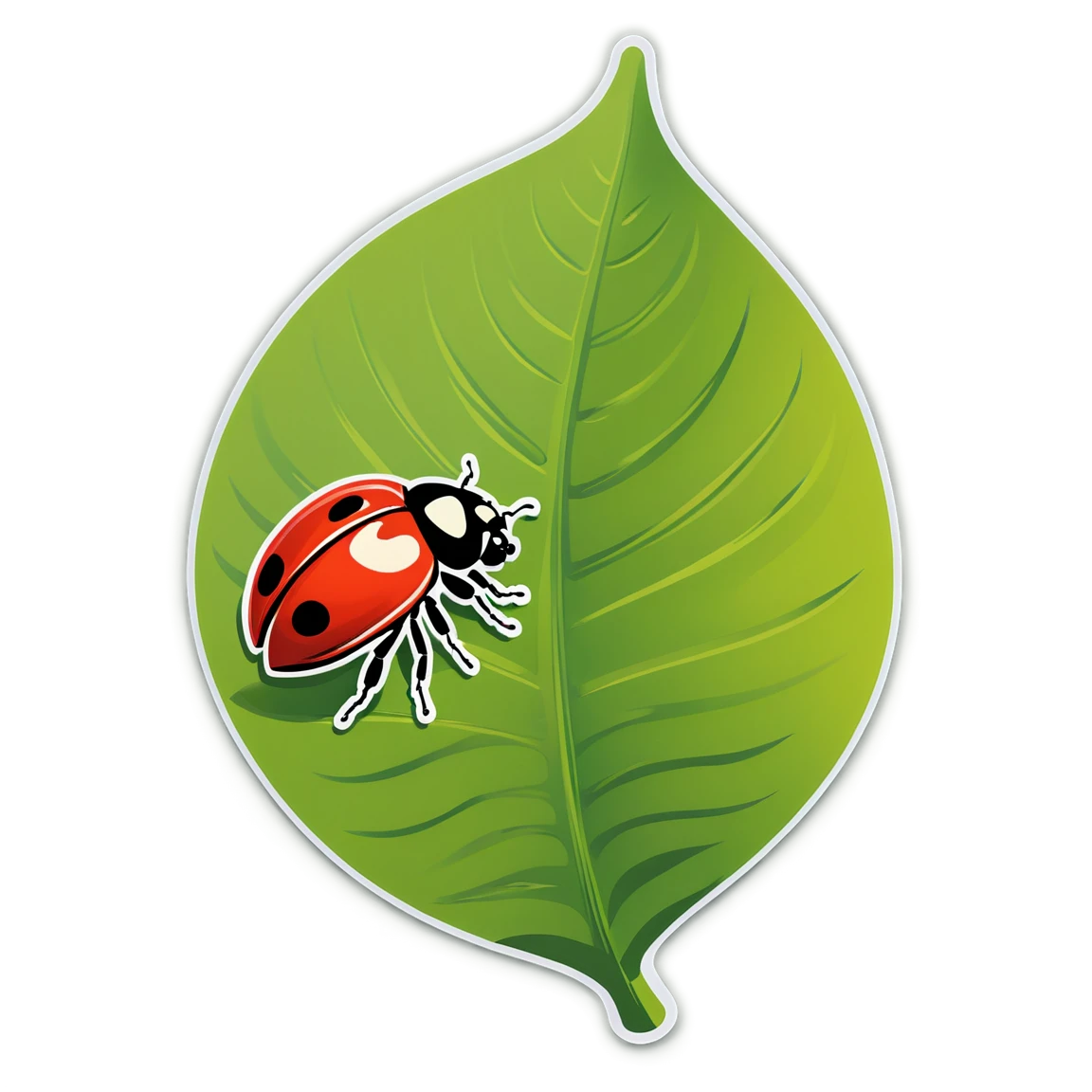 Ladybug on a leaf, ladybug sticker