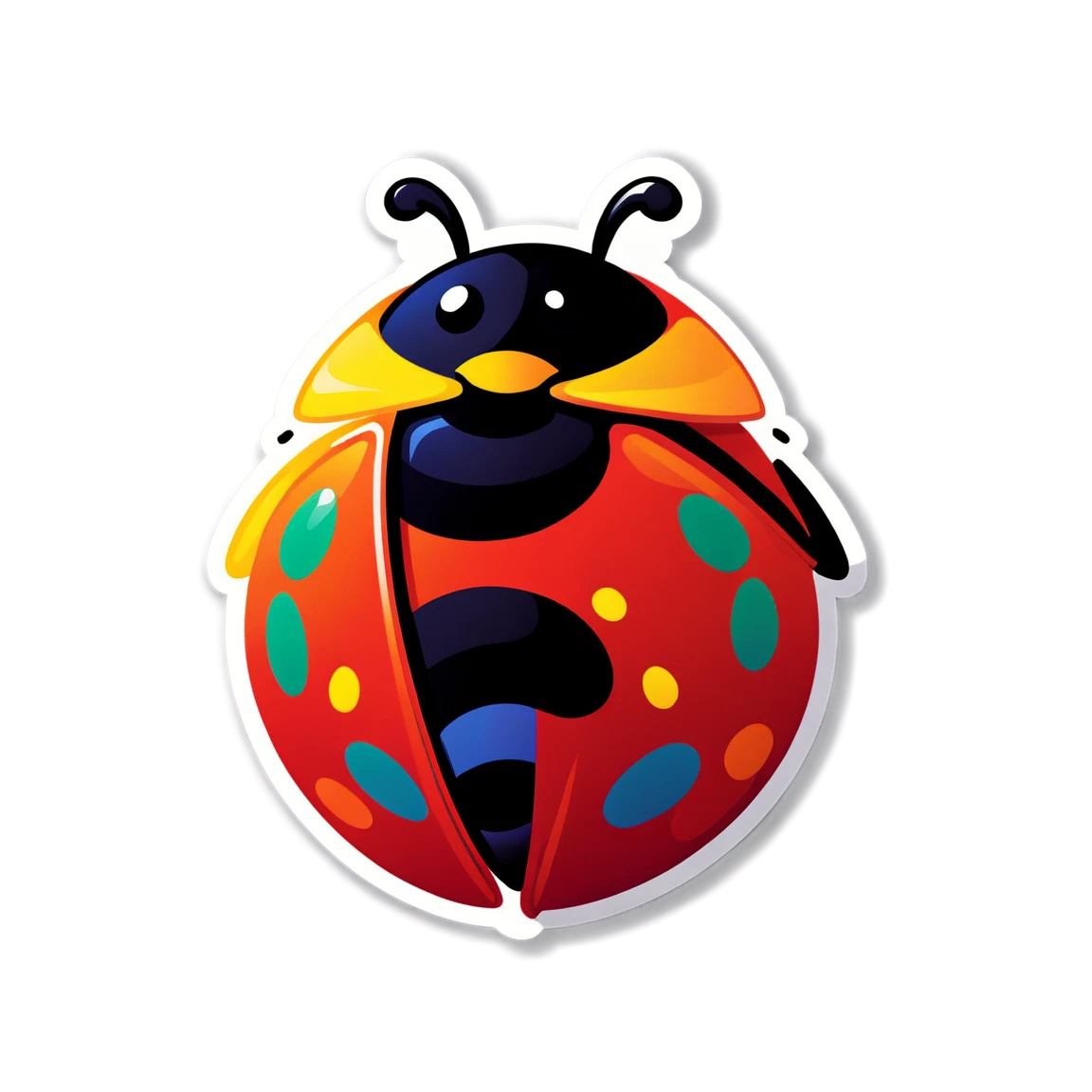 Ladybug with a rainbow, ladybug sticker