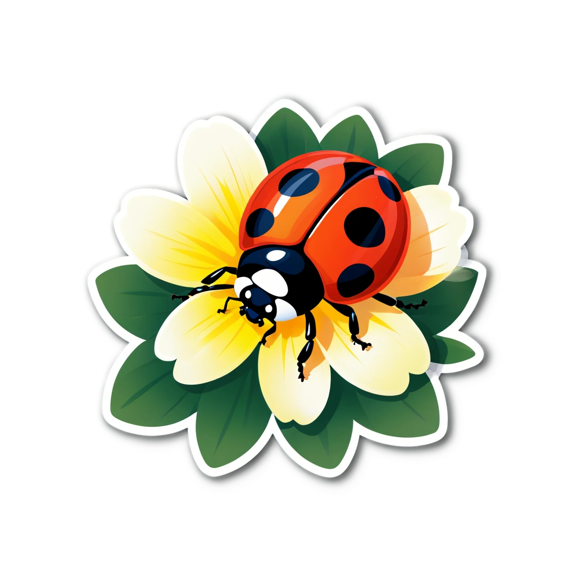 Ladybug on a flower, ladybug sticker