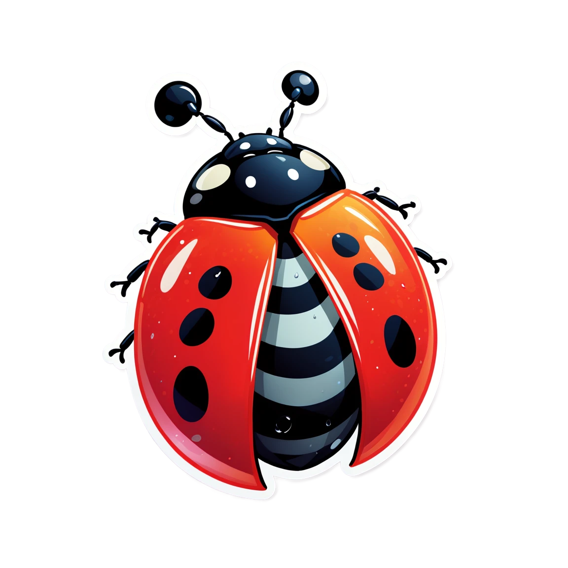 Ladybug with dew drops, ladybug sticker