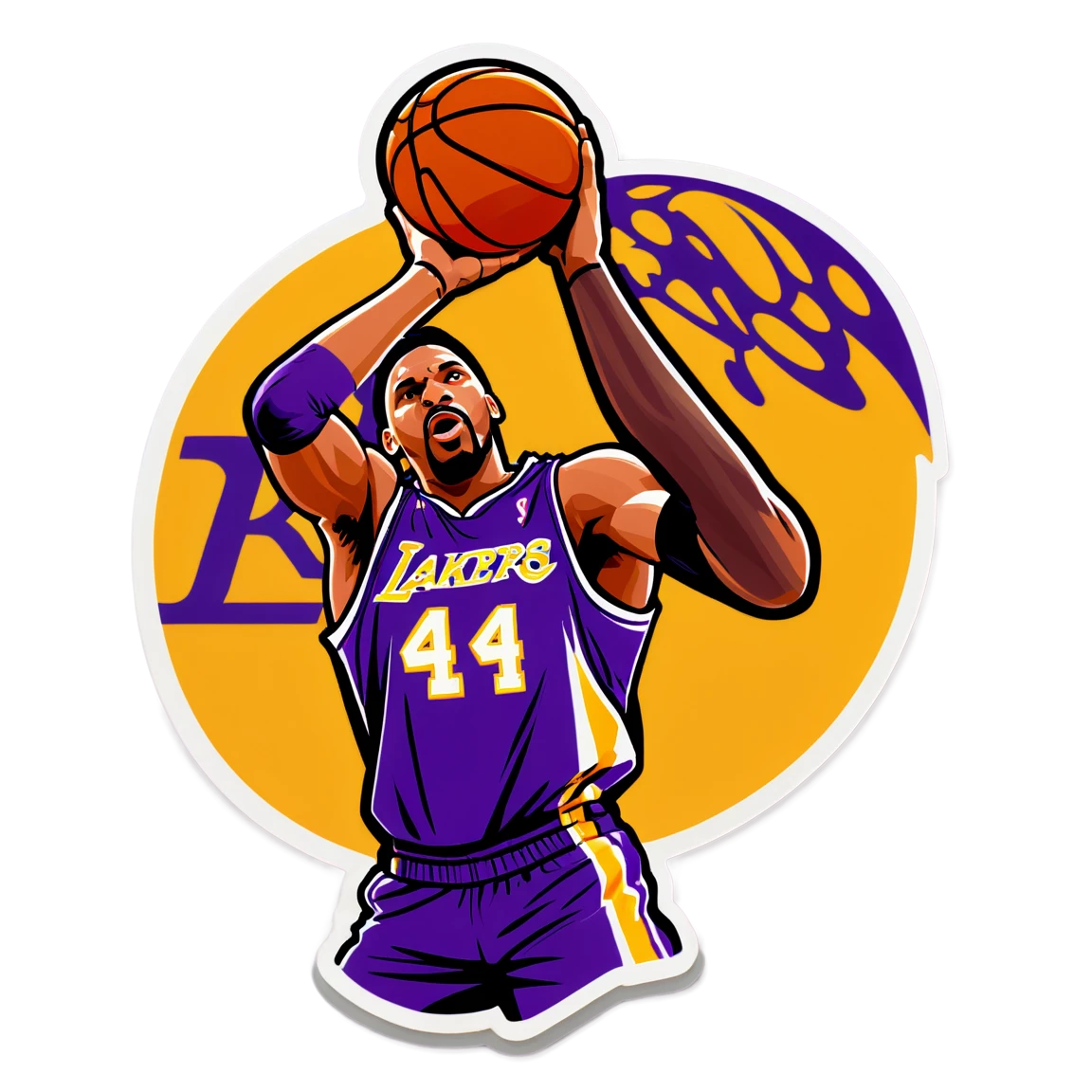 Lakers sticker shooting a basket