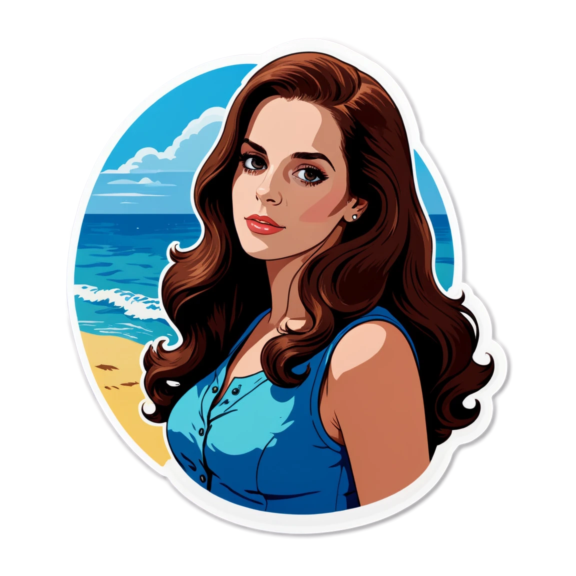 Lana Del Rey by the beach, musician sticker, Lana Del Rey sticker