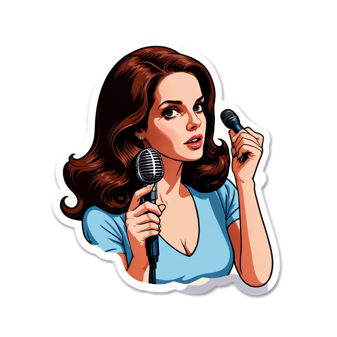 Lana Del Rey holding a microphone, musician sticker, Lana Del Rey sticker