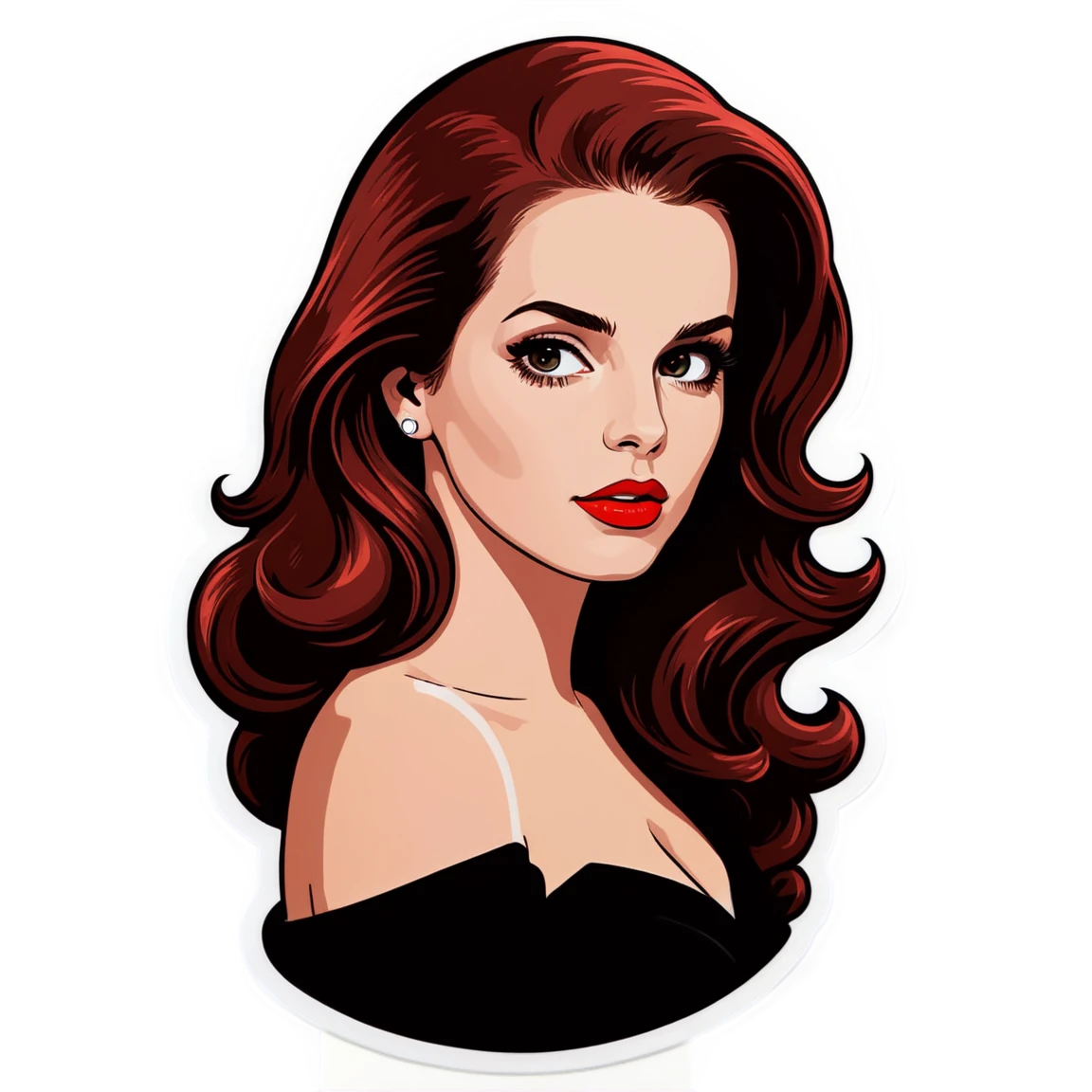 Lana Del Rey with red lipstick, musician sticker, Lana Del Rey sticker