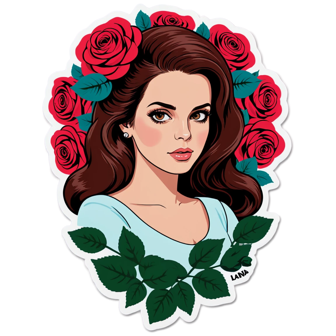 Lana Del Rey with roses, musician sticker, Lana Del Rey sticker