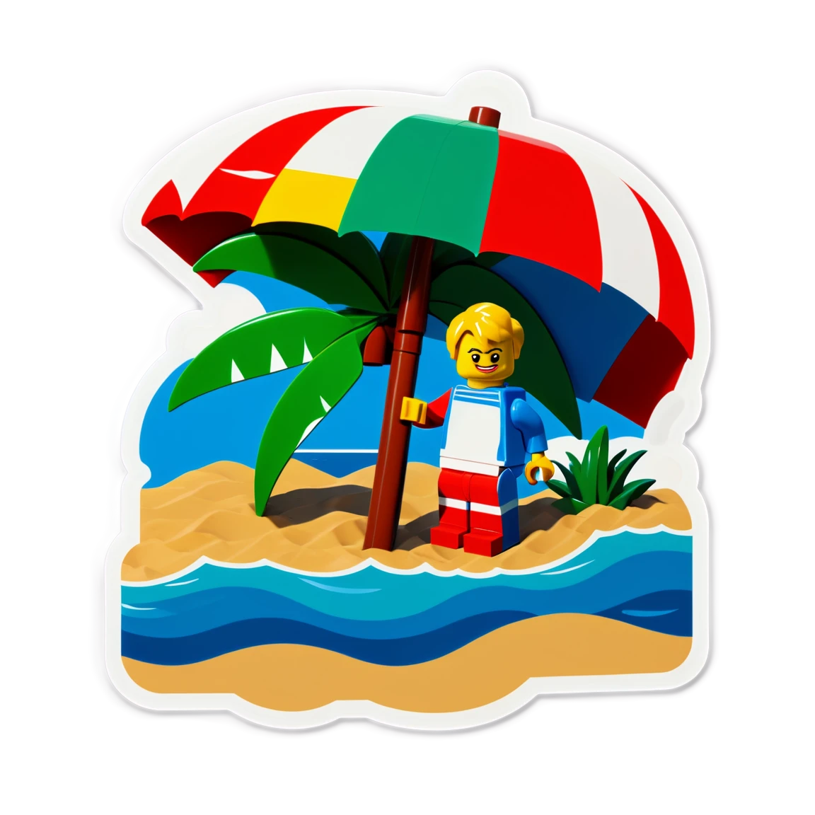 Lego beach, colored Lego sticker