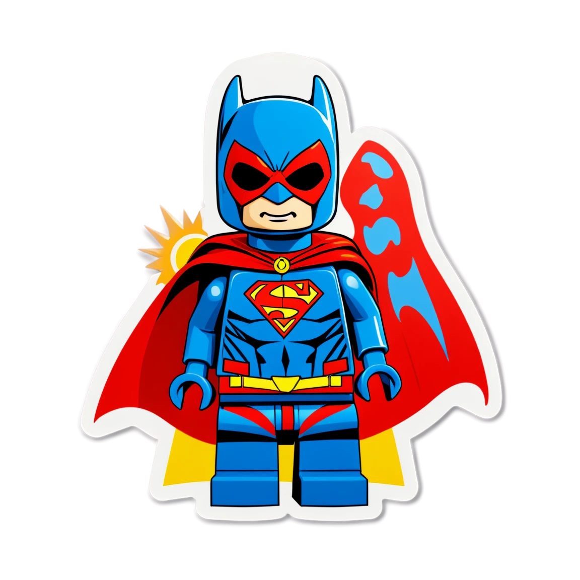 Lego batman, lego superman, lego heroes, colored Lego sticker