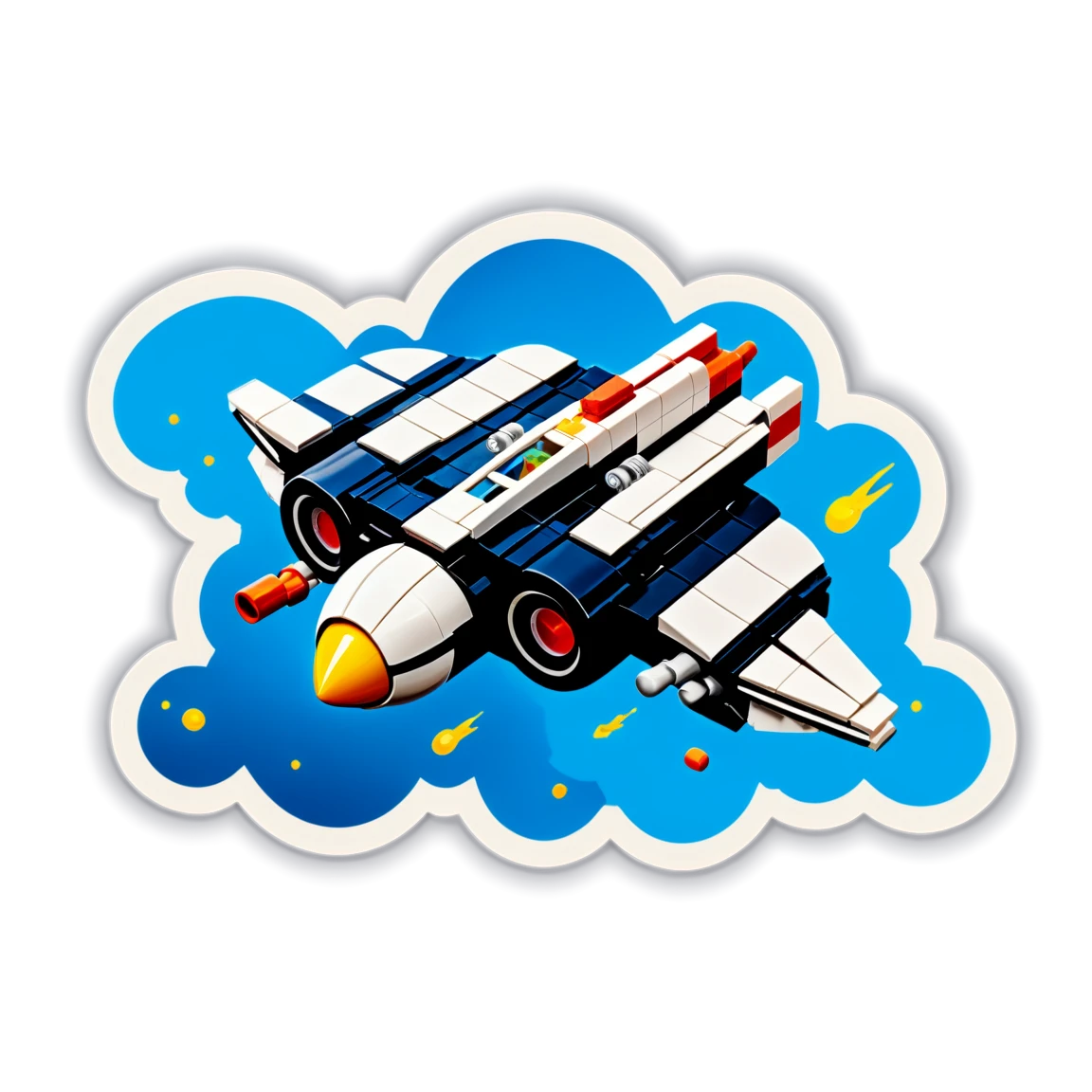 Lego jet fighter, colored Lego sticker